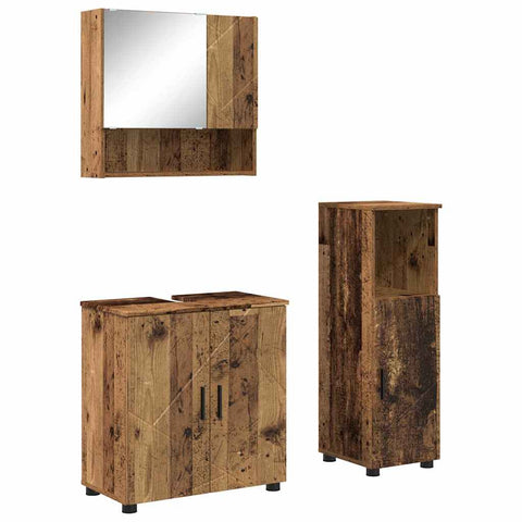 vidaXL Bathroom Furniture Set with Door 3 pcs Old wood 61 x 35 x 64 cm