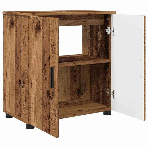 vidaXL Bathroom Furniture Set with Door 3 pcs Old wood 61 x 35 x 64 cm