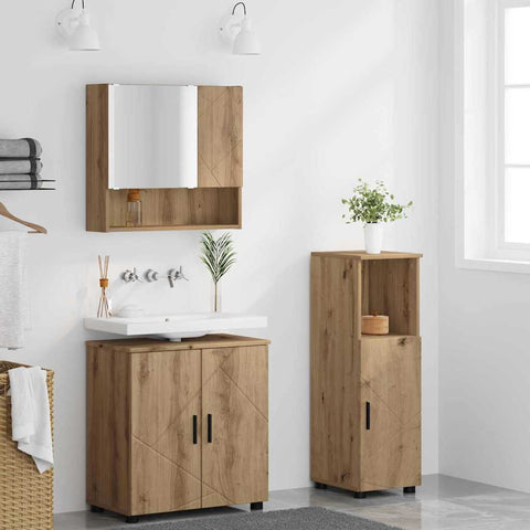 vidaXL Bathroom Furniture Set 3 pcs Artisan oak 61 x 35 x 64 cm