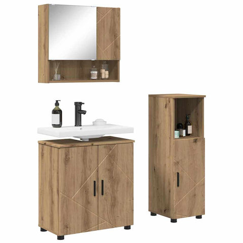 vidaXL Bathroom Furniture Set 3 pcs Artisan oak 61 x 35 x 64 cm