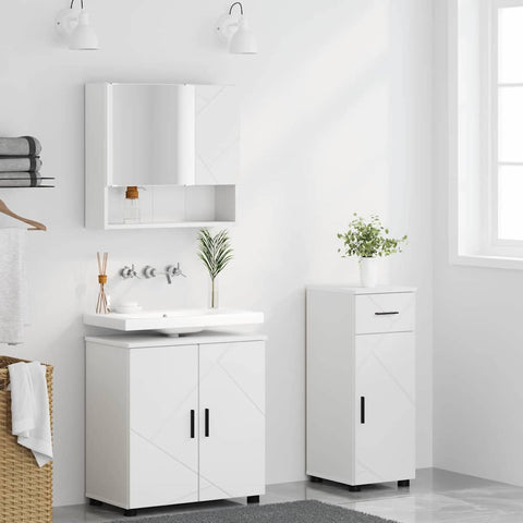 vidaXL Bathroom Furniture Set with Drawer 3 pcs White 61 x 35 x 64 cm