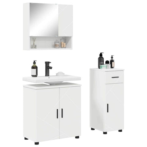 vidaXL Bathroom Furniture Set with Drawer 3 pcs White 61 x 35 x 64 cm
