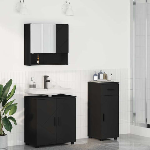 vidaXL Bathroom Furniture Set with Drawer 3 pcs Black 61 x 35 x 64 cm