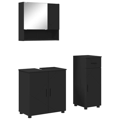 vidaXL Bathroom Furniture Set with Drawer 3 pcs Black 61 x 35 x 64 cm