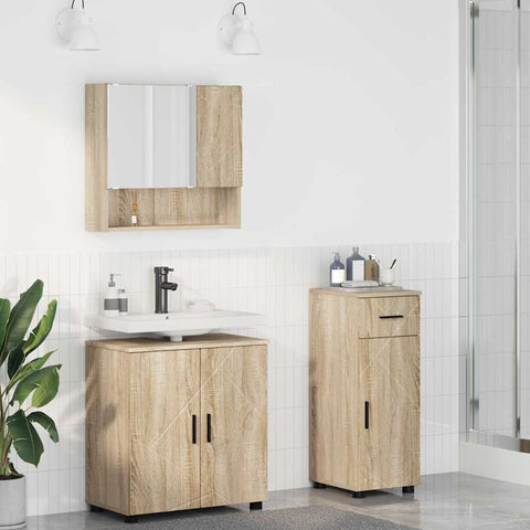 vidaXL Bathroom Furniture Set 3 pcs Sonoma oak 61 x 35 x 64 cm