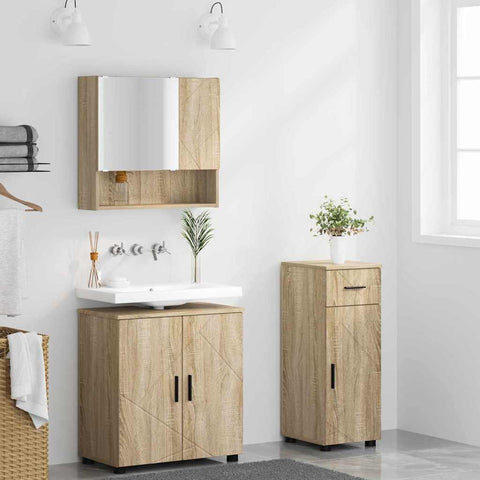 vidaXL Bathroom Furniture Set 3 pcs Sonoma oak 61 x 35 x 64 cm