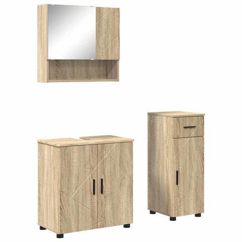 vidaXL Bathroom Furniture Set 3 pcs Sonoma oak 61 x 35 x 64 cm