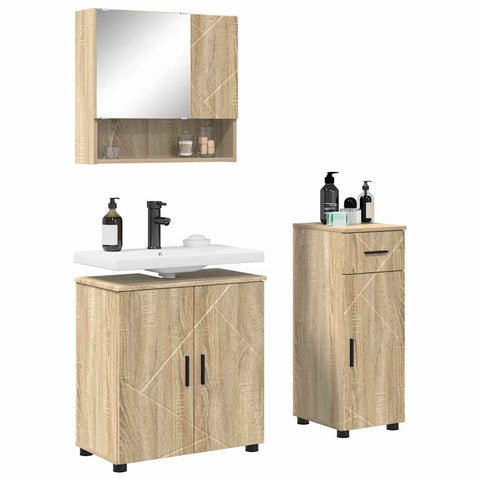 vidaXL Bathroom Furniture Set 3 pcs Sonoma oak 61 x 35 x 64 cm