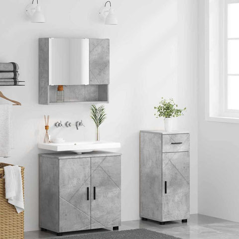 vidaXL Bathroom Furniture Set 3 pcs Concrete grey 61 x 35 x 64 cm