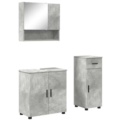 vidaXL Bathroom Furniture Set 3 pcs Concrete grey 61 x 35 x 64 cm