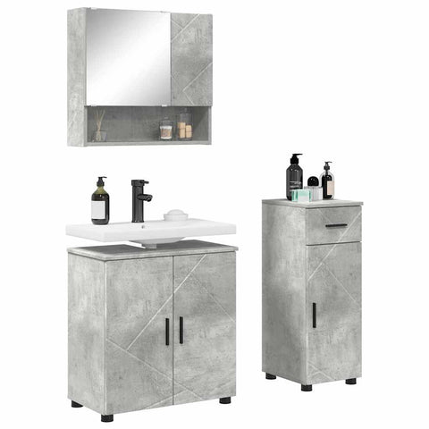 vidaXL Bathroom Furniture Set 3 pcs Concrete grey 61 x 35 x 64 cm
