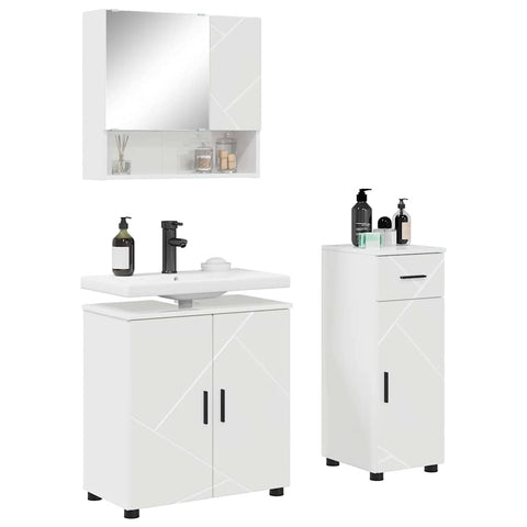 vidaXL Bathroom Furniture Set 3 pcs High gloss white 61 x 35 x 64 cm