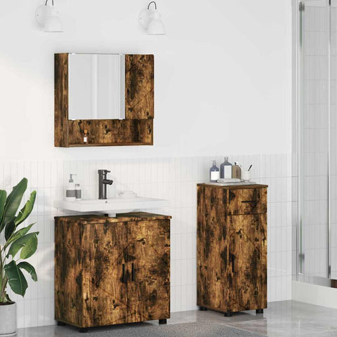 vidaXL Bathroom Furniture Set 3 pcs Smoked oak 61 x 35 x 64 cm
