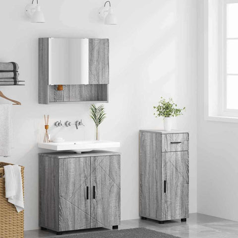vidaXL Bathroom Furniture Set 3 pcs Grey sonoma 61 x 35 x 64 cm