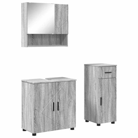 vidaXL Bathroom Furniture Set 3 pcs Grey sonoma 61 x 35 x 64 cm