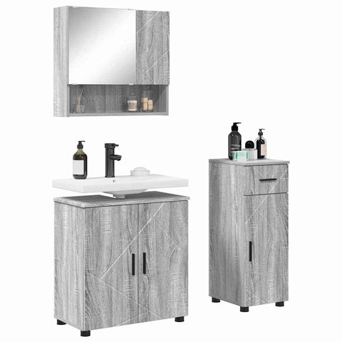 vidaXL Bathroom Furniture Set 3 pcs Grey sonoma 61 x 35 x 64 cm