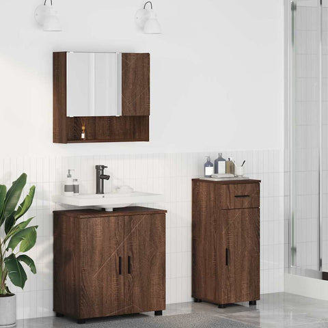 vidaXL Bathroom Furniture Set 3 pcs Brown oak 61 x 35 x 64 cm