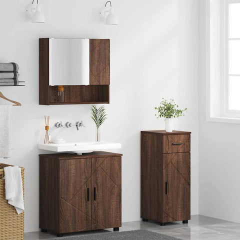 vidaXL Bathroom Furniture Set 3 pcs Brown oak 61 x 35 x 64 cm