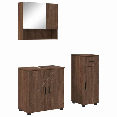 vidaXL Bathroom Furniture Set 3 pcs Brown oak 61 x 35 x 64 cm