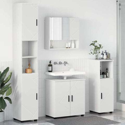 vidaXL Bathroom Furniture Set Wall-mounted 4 pcs White 61 x 35 x 64 cm