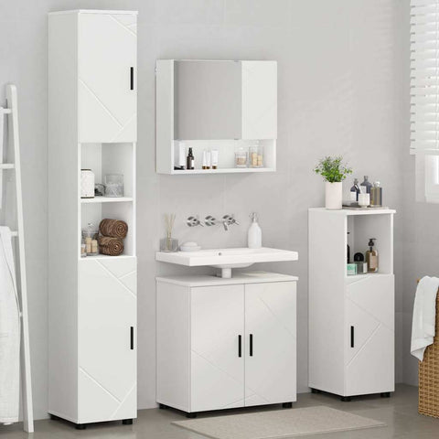vidaXL Bathroom Furniture Set Wall-mounted 4 pcs White 61 x 35 x 64 cm