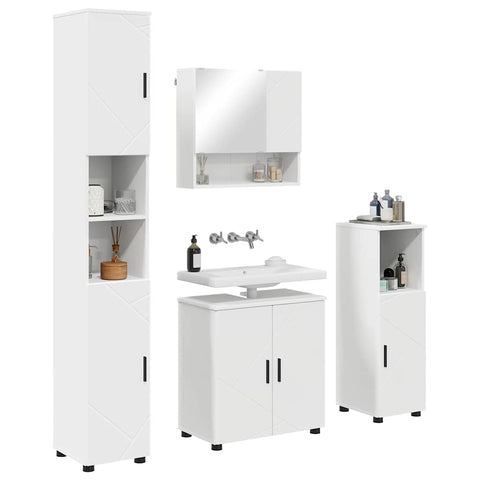 vidaXL Bathroom Furniture Set Wall-mounted 4 pcs White 61 x 35 x 64 cm