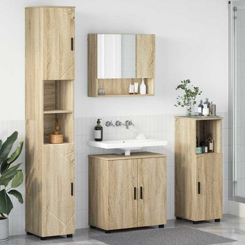 vidaXL Bathroom Furniture Set 4 pcs Sonoma oak 61 x 35 x 64 cm
