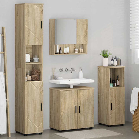 vidaXL Bathroom Furniture Set 4 pcs Sonoma oak 61 x 35 x 64 cm