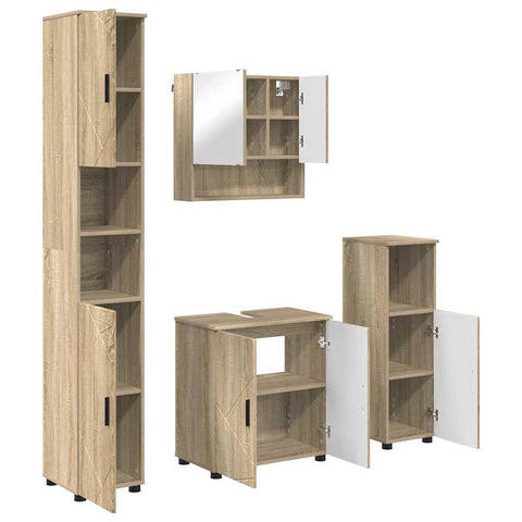 vidaXL Bathroom Furniture Set 4 pcs Sonoma oak 61 x 35 x 64 cm