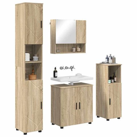 vidaXL Bathroom Furniture Set 4 pcs Sonoma oak 61 x 35 x 64 cm