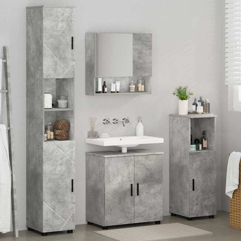 vidaXL Bathroom Furniture Set 4 pcs Concrete grey 61 x 35 x 64 cm