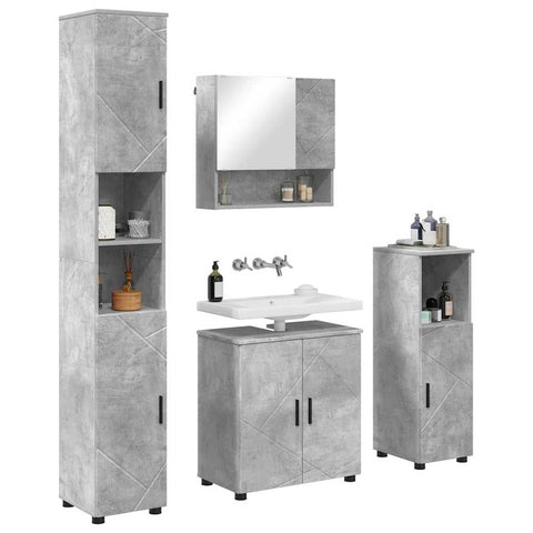 vidaXL Bathroom Furniture Set 4 pcs Concrete grey 61 x 35 x 64 cm