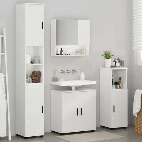 vidaXL Bathroom Furniture Set 4 pcs High gloss white 61 x 35 x 64 cm