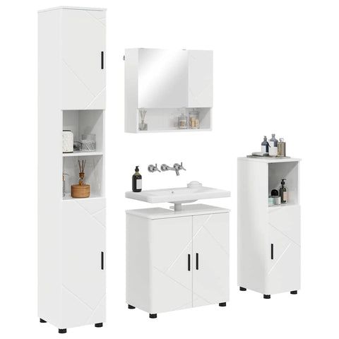vidaXL Bathroom Furniture Set 4 pcs High gloss white 61 x 35 x 64 cm