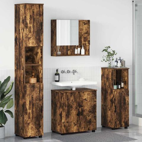vidaXL Bathroom Furniture Set 4 pcs Smoked oak 61 x 35 x 64 cm
