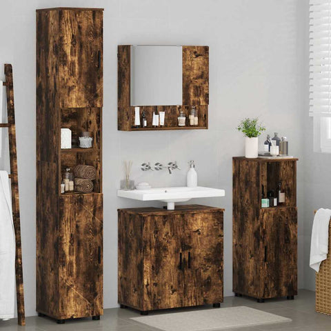 vidaXL Bathroom Furniture Set 4 pcs Smoked oak 61 x 35 x 64 cm