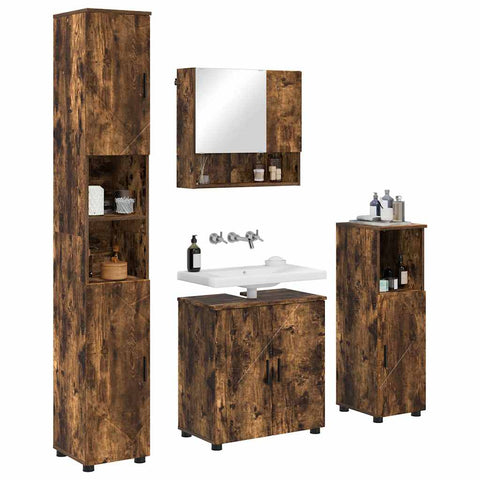 vidaXL Bathroom Furniture Set 4 pcs Smoked oak 61 x 35 x 64 cm