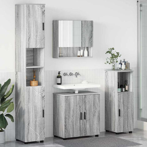 vidaXL Bathroom Furniture Set 4 pcs Grey sonoma 61 x 35 x 64 cm