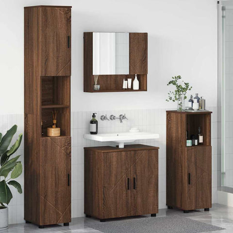 vidaXL Bathroom Furniture Set 4 pcs Brown oak 61 x 35 x 64 cm