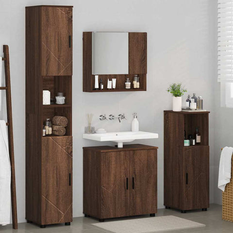 vidaXL Bathroom Furniture Set 4 pcs Brown oak 61 x 35 x 64 cm