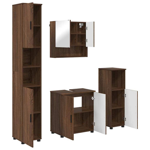 vidaXL Bathroom Furniture Set 4 pcs Brown oak 61 x 35 x 64 cm