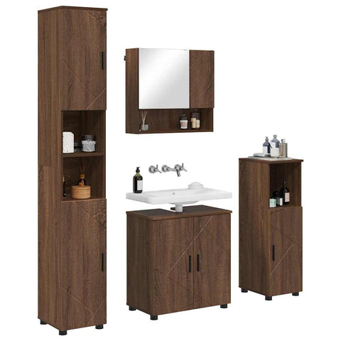 vidaXL Bathroom Furniture Set 4 pcs Brown oak 61 x 35 x 64 cm