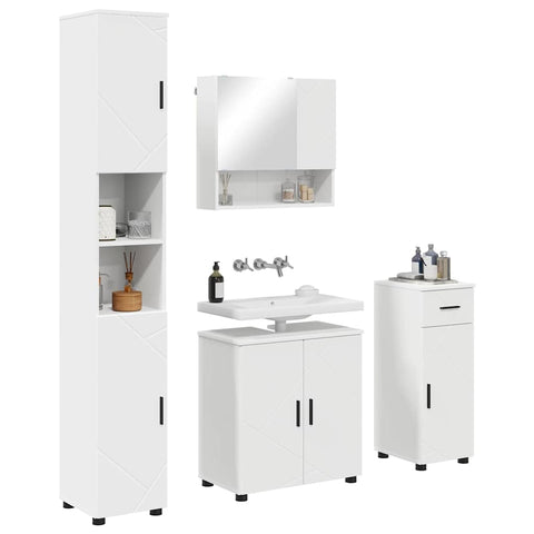 vidaXL Bathroom Furniture Set with Drawer 4 pcs White 61 x 35 x 64 cm