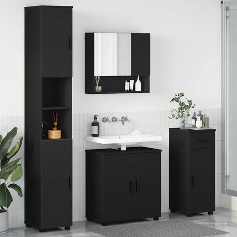 vidaXL Bathroom Furniture Set with Drawer 4 pcs Black 61 x 35 x 64 cm