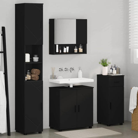 vidaXL Bathroom Furniture Set with Drawer 4 pcs Black 61 x 35 x 64 cm