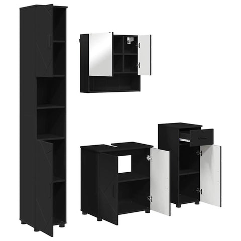 vidaXL Bathroom Furniture Set with Drawer 4 pcs Black 61 x 35 x 64 cm