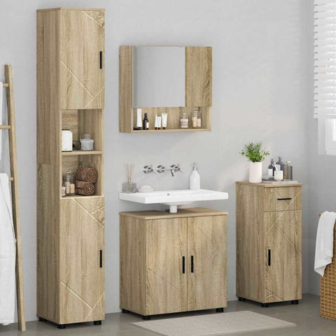 vidaXL Bathroom Furniture Set 4 pcs Sonoma oak 61 x 35 x 64 cm
