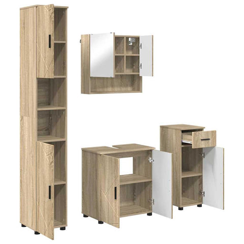 vidaXL Bathroom Furniture Set 4 pcs Sonoma oak 61 x 35 x 64 cm