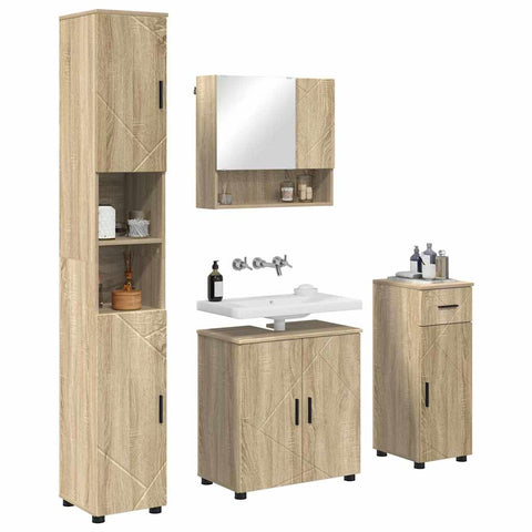 vidaXL Bathroom Furniture Set 4 pcs Sonoma oak 61 x 35 x 64 cm