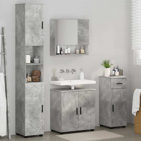 vidaXL Bathroom Furniture Set 4 pcs Concrete grey 61 x 35 x 64 cm
